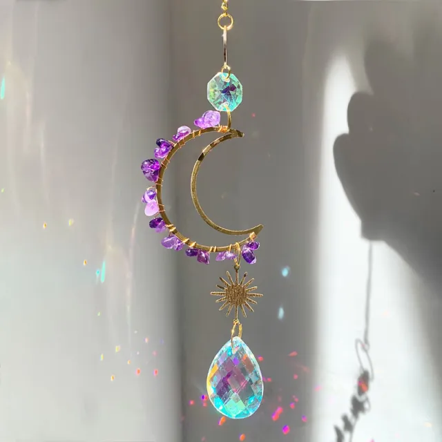 Moonlight Gemstones Maan Zonnevanger Amethist – Rustgevende Edelsteen Decoratie