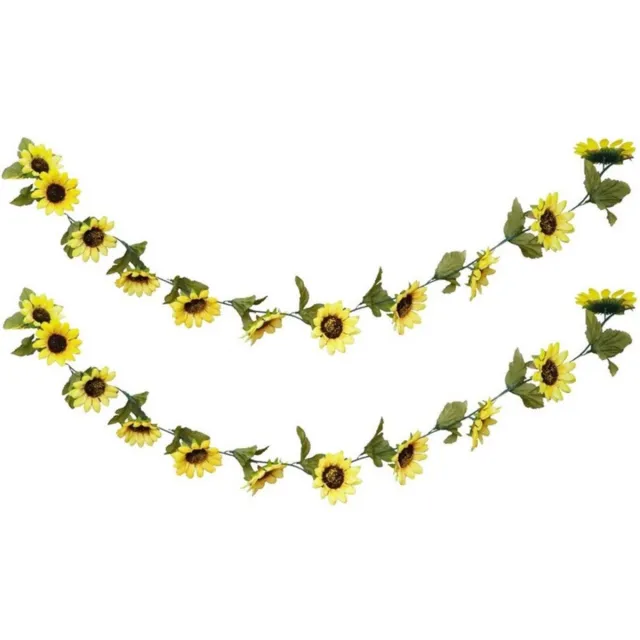 CHAKS Zonnebloemen slinger - 2x - kunstbloem - geel - 220 cm