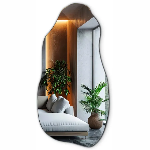 WallMuralia Spiegel asymmetrisch - 50 x 100 cm - Spiegel onregelmatig - Decoratieve wandspiegel - Spiegel organische vorm transparant