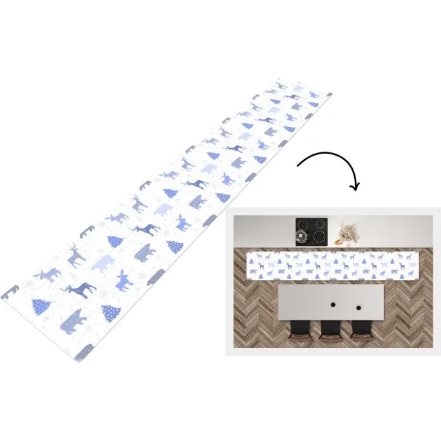 KitchenYeah Keukenloper - Keukenmat - Hert - Patroon - Sneeuw - Keuken vloerkleed Multicolor