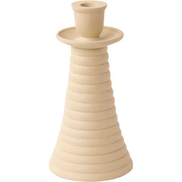Winq Kandelaar Aluminium Off White-d:8,5cm en hoogte 17cm-geruwde afwerking- geschikt voor dinerkaarsen
