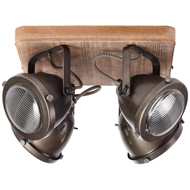 Brilliant CARMEN WOOD - Plafondlamp - Bruin;Zilvergrijs