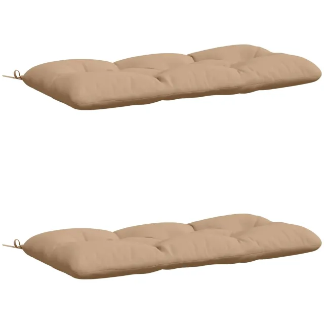 vidaXL Bankkussens - VIANEN - 2 - st - 100% - Polyester - Zand - 120 - x - 60 - x - 12 - cm