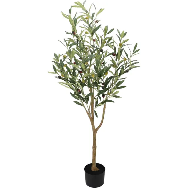 DK design Daan Kromhout - Olijfboom - Kunst - 96 cm - Kunstplant - Mediterrane Decoratie - Potmaat 13x13 cm Groen