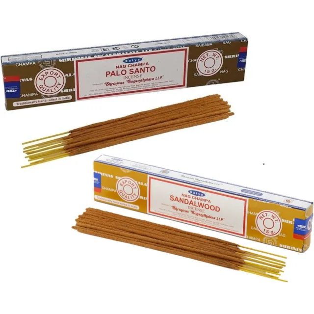 Satya Wierook cadeaus set - 2x geurstokjes - Palo Santo en Sandelhoutgeur - Meditatie Chocolate brown