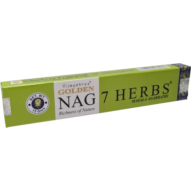 Vijayshree Golden Nag 7 Herbs wierookstokjes (los pakje van 15 gram) Groen