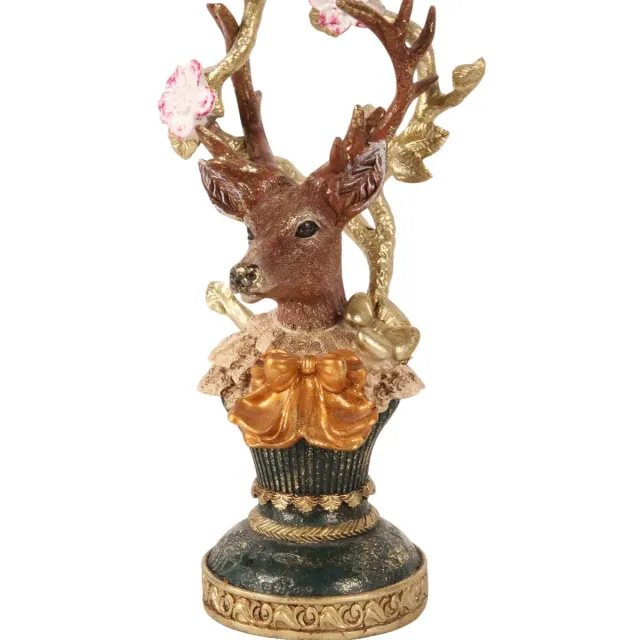 Baroque Kandelaar - hert polyresin-multicolor -30x9cm Groen