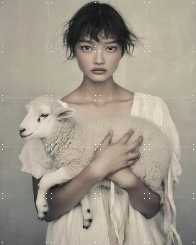 IXXI Thao, STUDIO HANNAH LEMHOLT - 80 x 100 cm - Grote wanddecoratie en posters - Realisme, Naturalisme, Fotografie, Woonkamer, Slaapkamer, Boerderij Beige