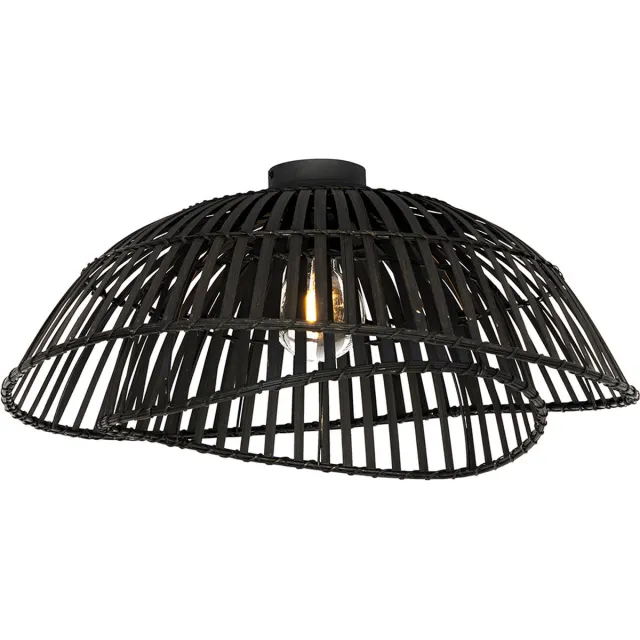 QAZQA pua - Oosterse Plafondlamp - 1 lichts - Ø 62 cm - Zwart - Woonkamer | Slaapkamer | Keuken