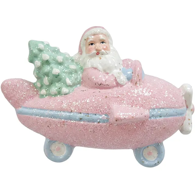 Clayre & Eef Kersthanger Kerstman Roze Kunststof