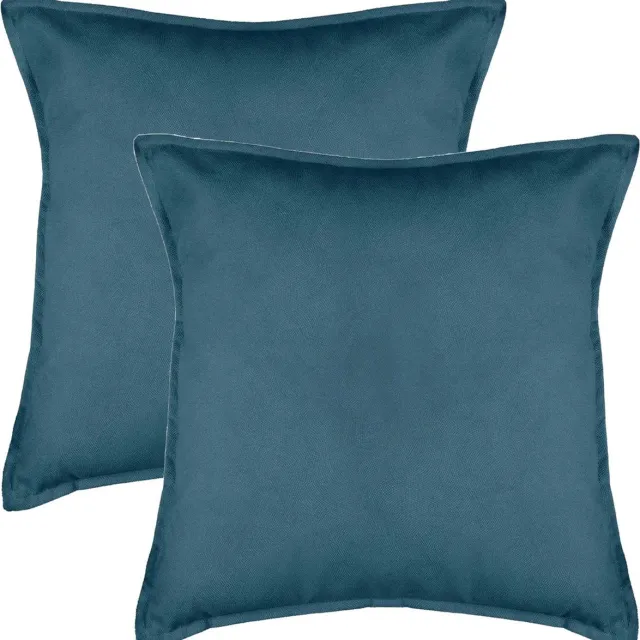 Atmosphera Bank/sierkussens huiskamer Sophia - 2x stuks - 53 x 53 cm - Blauw - polyester - met rits