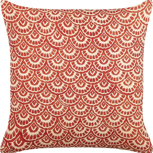 Beliani RHUS - Sierkussen - Rood/Off-white - 45 x 45 cm - Katoen