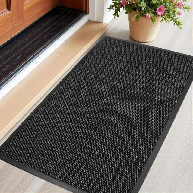 KZQ Antislip Buitendeurmat Zwartgrijs 50x80 cm Heavy Duty Intrede Mat Rekgaas Vuistopvang Commerciële Vloermat Voor Thuis en Kantoor