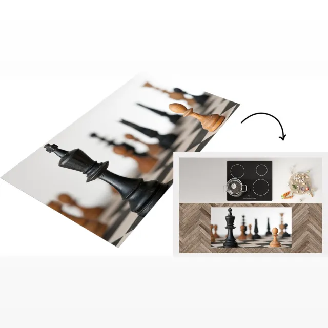 KitchenYeah Keukenloper - Loper keuken - Een schaakwedstrijd op het bord - 120x60 cm - Keukenloper vinyl Multicolor