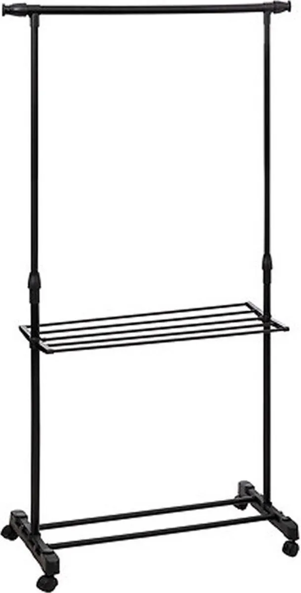 5Five Mobiel Kledingrek - zwart - metaal - 145 x 41 x 160 cm - staand