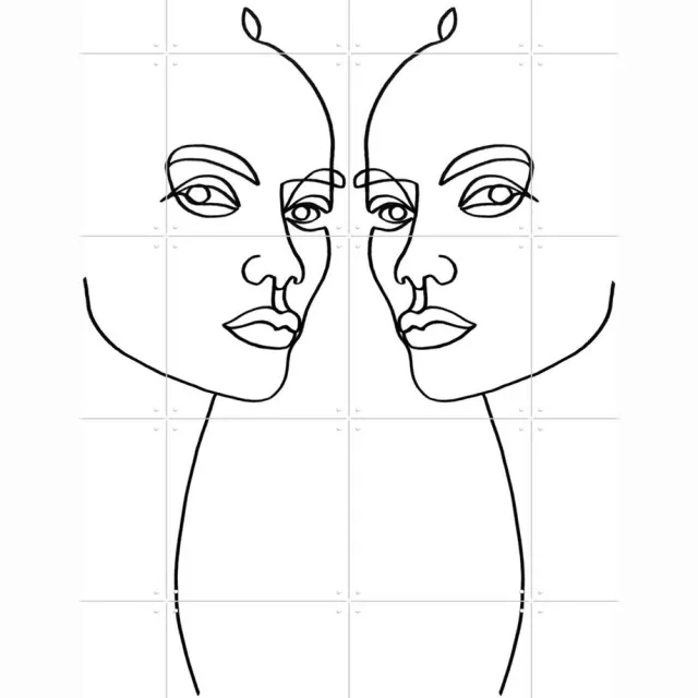 IXXI Unconvinced, Julia Hariri - 80 x 100 cm - Grote wanddecoratie en posters - Abstract, Minimalisme, Line art, Grafisch Ontwerp, Illustraties, Gang Lichte tinten / Wit / Grijs / Zwart