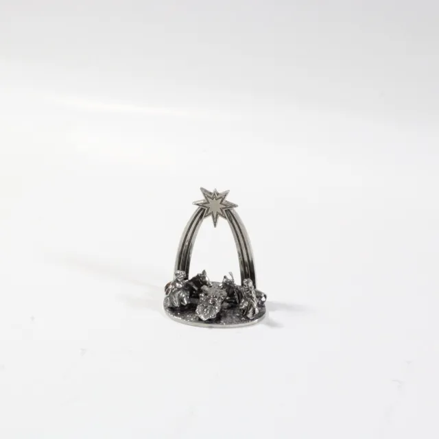 De tingieterij Kerststal 10cm klein - Minikerststal - Kerstcadeau - Kerstdecoratie - Handgemaakte mini kerstgroep - Kerst Zilver