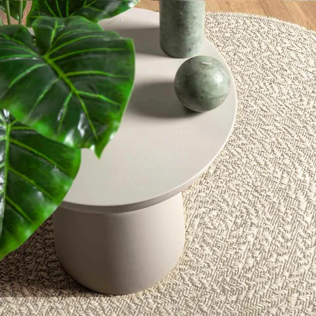vidaXL Vloerkleed ZIZUR crème binnen en buiten Ø 120 cm jute look, foto 2