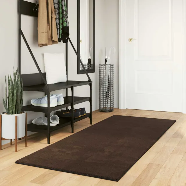 vidaXL Vloerkleed HUARTE Bruin 80 x 200 cm 100% Polyester Plat, foto 2