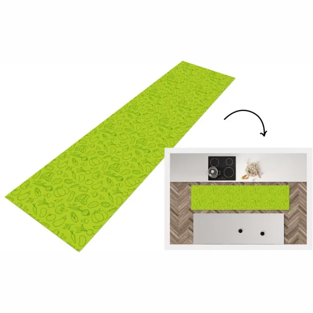 KitchenYeah Keukenloper - Loper keuken - Groente - Vegan - Groen - Design - 200x50 cm - Keukenloper vinyl Multicolor