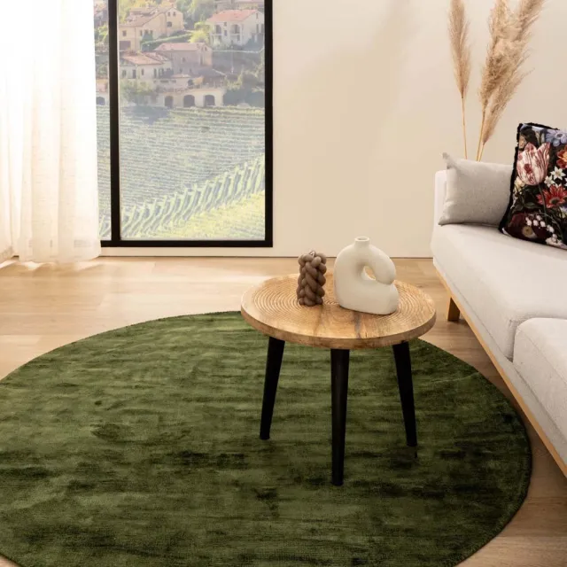 Paon Brillant Viscose vloerkleed rond - Glamour groen 300