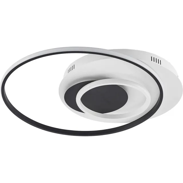Lindby LED plafondlamp- met dimmer - 1licht - Aluminium, kunststof - H: 6.6 cm - mat zwart, mat wit - Inclusief lichtbron