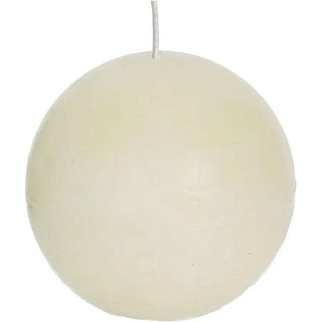 Spaas rustieke bolkaars - ivoorwit - 1x - D8 cm - 24 branduren - ronde kaarsen Creme