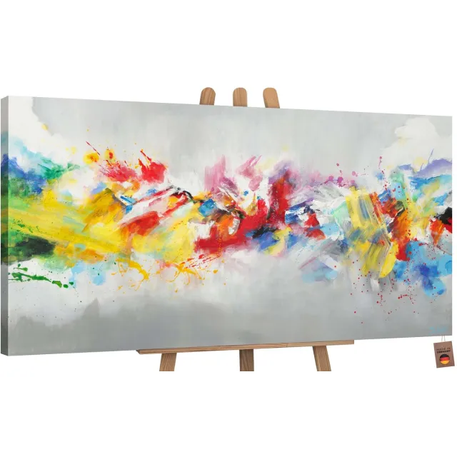 YS Canvas schilderij groot handgeschilderd kleurrijk leven abstract levensvreugde – YS-Art Gallery – Vrolijke wanddecoratie voor woonkamer – Modern schilderij voor hal en kantoor Without Floater Frame