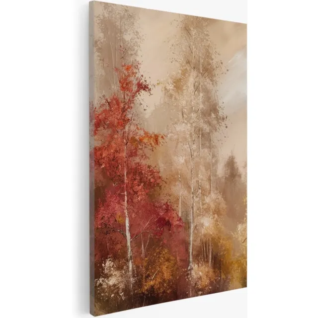 Saammp Canvas Schilderij - Abstract bos - Landschap - Natuur - 40x50 - Foto op canvas - Wanddecoratie - Muurdecoratie Woonkamer - Slaapkamer decoratie - Canvas Print Multicolor