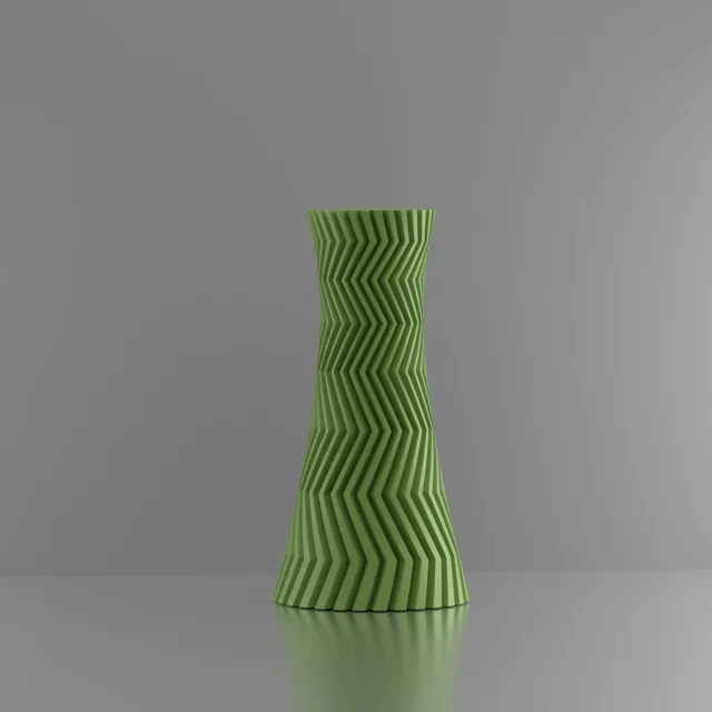 3d-gezellig Illusie - Vaas - Waterdicht - Lichtgroen - Maat 25 cm - Kunststof - Modern - Bloemenvaas - 100% gerecycled PLA (bioplastic)