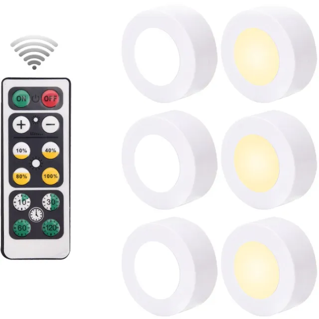 oneay Creatief nachtlampje met afstandsbediening en sensor — Enkelkleurig LED-pucklampje met 'tik-om-in-te-schakelen'-functie, voor slaapkamers, kledingkasten, nachtkastjes en kastjes Wit