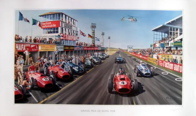 Benjamin Freudenthal "Grand Prix De Reims 1958" Ferrari Dino 246 #4 MikeHawthorn By Benjamin Freudenthal rood