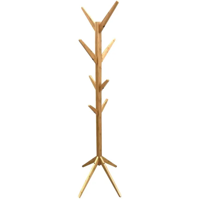 HOME DECO FACTORY Kapstok - naturel - hout - 8 haken - 178 cm - staand