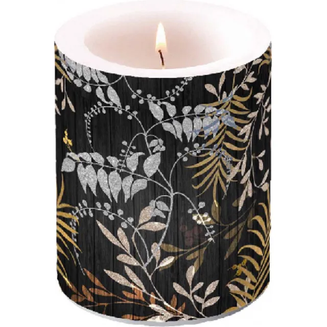 Ambiente kaars - 75 branduren - Luxery Leaves Black Zwart