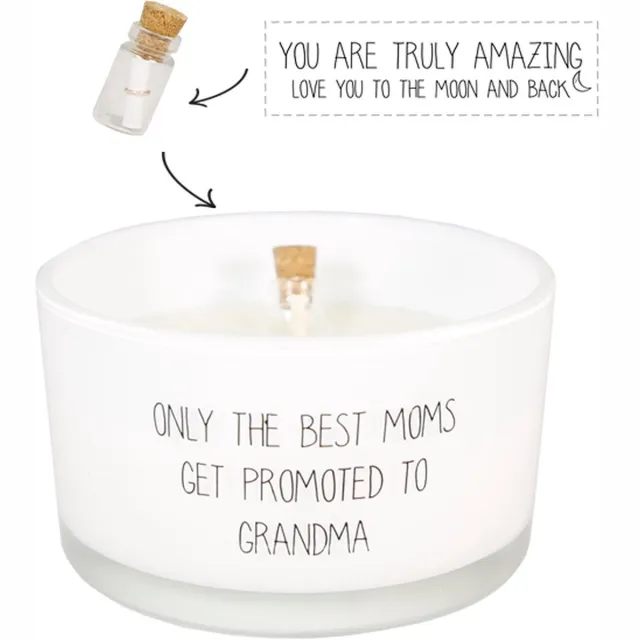 My Flame Lifestyle MY FLAME | Flessenpost kaars - Only the best moms get promoted to grandma - Fresh Cotton wit
