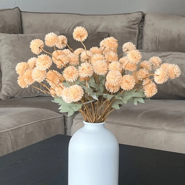 CARLUCHI FLOWERS Zijden Bloemen - Kunstbloemen - Zijden Boeket - Kiku Peach 55cm - 10 stengels / 50 bloemhoofdjes