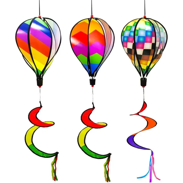 OEMG Regenboog luchtballon windspinner, 3 stuks set, tuin hangdecoratie, windmolen voor buiten Meerkleurig
