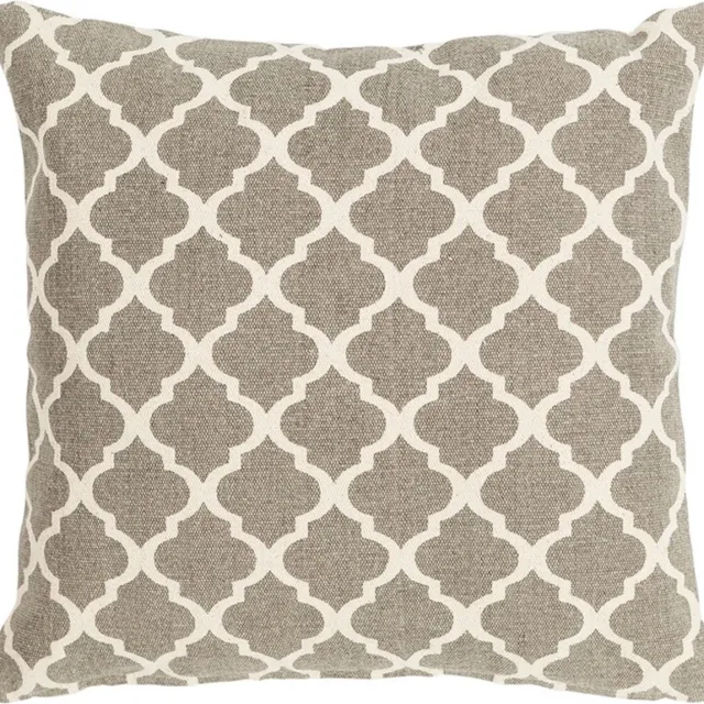Linen & More Moroccan Print Lichtgrijs Kussen | 45 X 45 | Sierkussen Voor Woonkamer Of Slaapkamer