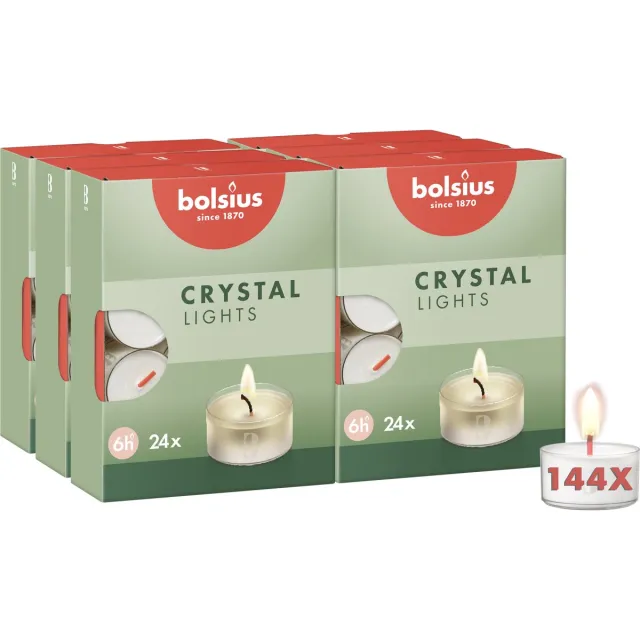 Bolsius Clear Cup - 144 Waxinelichtjes - Theelichtjes - 6 branduren - Duurzaam Wit