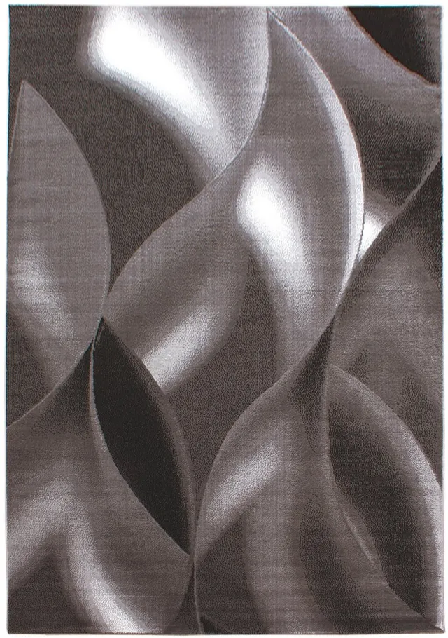 Plus Laagpolig vloerkleed met abstract golfpatroon, bruine kleur, geschikt voor de woonkamer, met een jute achterkant, afmetingen: 280 x 370 cm