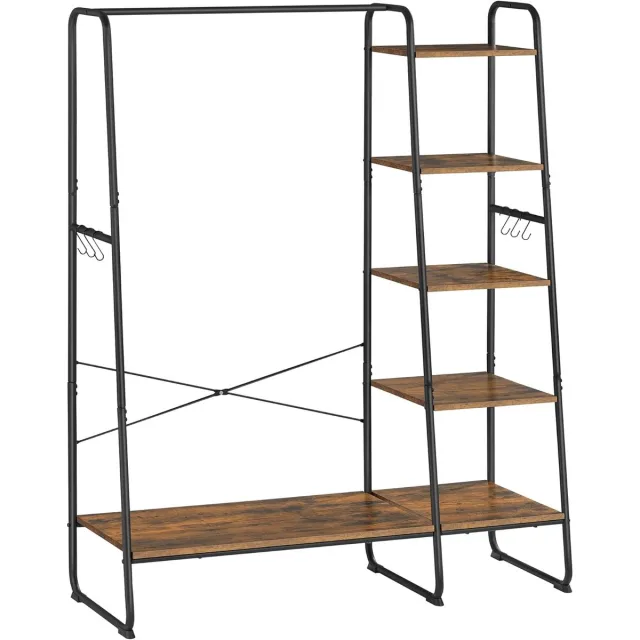 Hoppa! Kledingrekken - Vintage Bruinzwart - Spaanplaat, Staal - 45 x 120 x 160 cm (B x D x H)