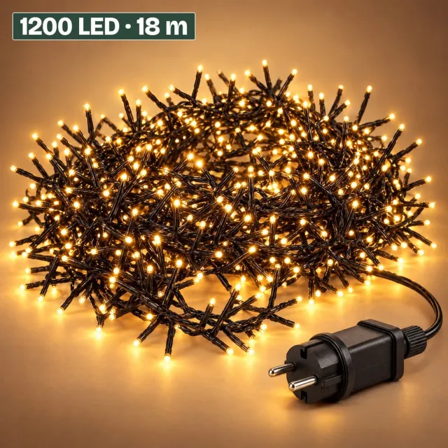 Levano Kerstverlichting Buiten - 1200 LED 18 m Extra Warm Wit - Kerstboomverlichting - Clusterverlichting - Kerstlampjes - Lichtsnoer Binnen en Buiten - Lichtslinger - Kerstlichtjes - Buitenverlichting Kerst - LED Kerstverlichting met Timer