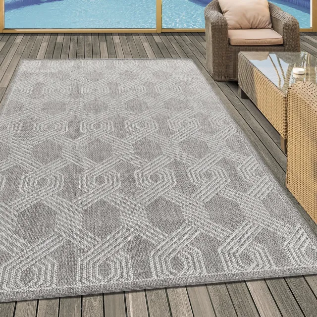 Ayyildiz Aruba Vloerkleed – Grijs/Beige – Laagpolig & Waterafstotend – Geschikt voor Binnen & Buiten – 120x170 cm
