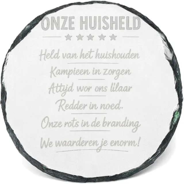 Mr Cadeautjes Leisteen rond Ø 14 - design Een soortgelijke humoristische waarderingsbadge, maar dan vo | cadeau Wit