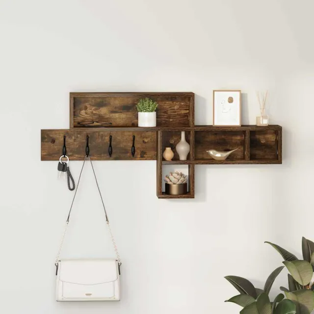 vidaXL Wandgemonteerde kapstok Gerookt eiken 100 x 12 x 43,5 cm Bruin