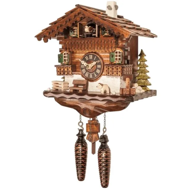 Engstler 457_QM - Koekoeksklok - Kwarts - Notenhout - met muziek - 25 cm
