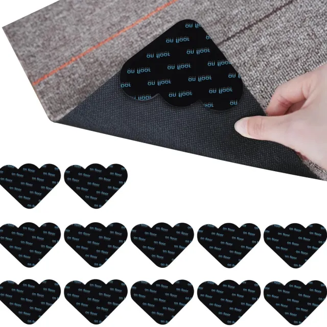 Imperatoris Vloerkleed Stoppers - Anti-krul Hoeken - Tapijt Grijpers - Zelfklevend en Herbruikbaar - Voorkomt Uitglijden - Set van 12 - Zwart - 10 cm Zwarte