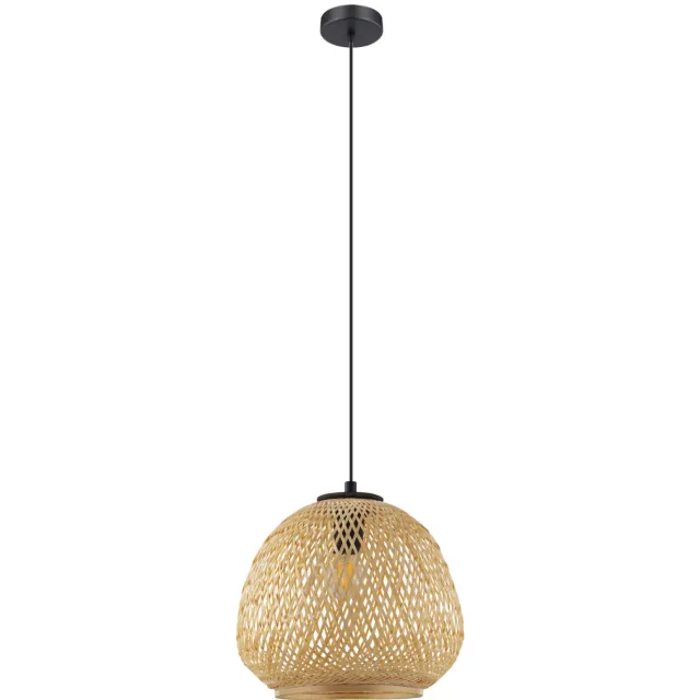 EGLO Dembleby Hanglamp - E27 - ؠ32 cm - Zwart|Natuur Zwart;Lichtbruin;