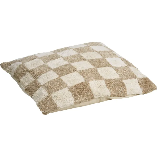 Home & Styling Geblokt kussen 80x80cm - Beige