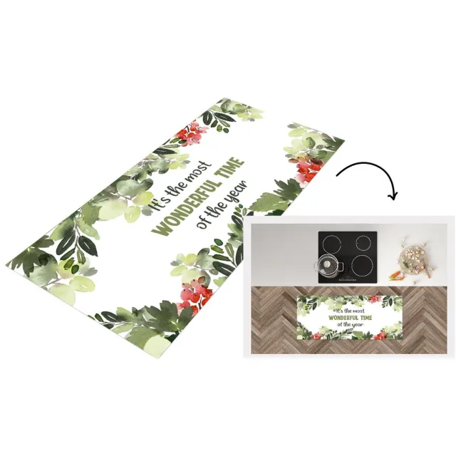 KitchenYeah Keukenloper - Loper keuken - Kerst - Quote - Waterverf - Keukenloper vinyl Multicolor